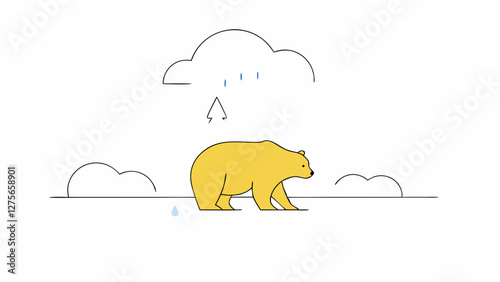 Brown bear emerging from a riverbank in a wild forest, vector art