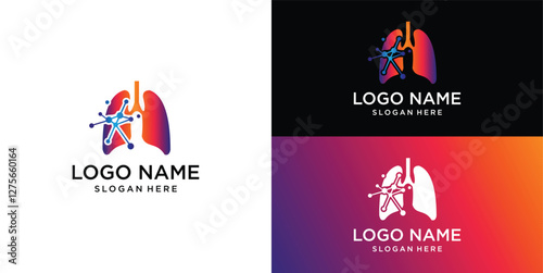 Lungs with Colorful logo vector, Health lungs logo designs template