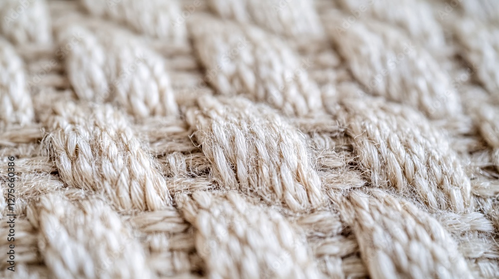 Fototapeta premium Close up view of woven beige fabric texture