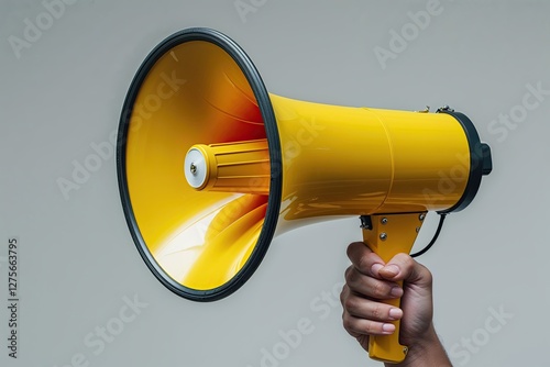 Bright Yellow Megaphone on Simple Background for Clear Communication and Announcements