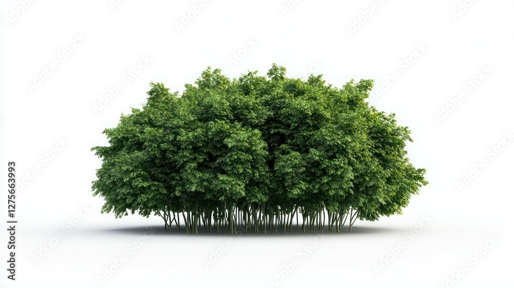 Fototapeta premium Lush Bush on Display: Isolated shot of a dense, vibrant green bush, offering a clean, natural aesthetic perfect for various design needs.