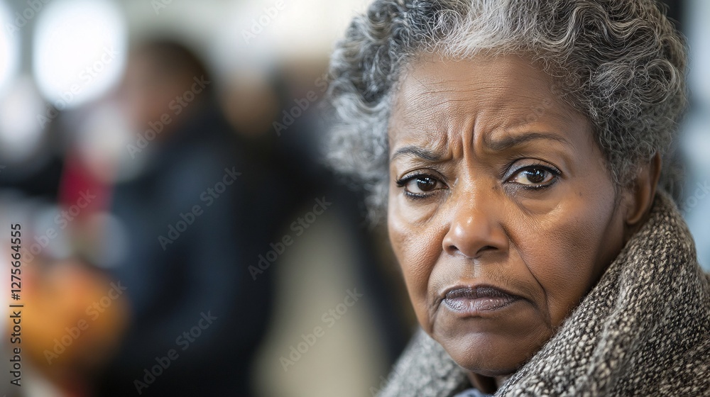 Mature Woman Shows Serious Expression With Grey Hair Mature Woman Shows Serious Expression With Grey Hair