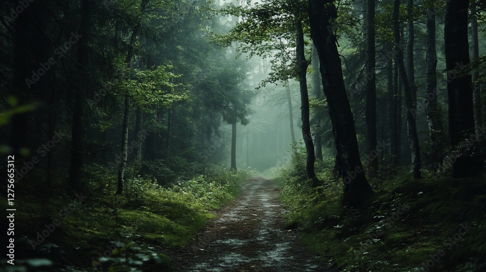Fototapeta premium Misty forest path.