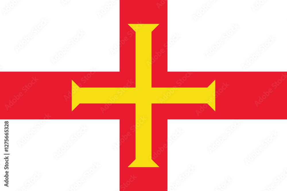 Flag of Guernsey. Guernsey flag official size and color standards vector illustration Flag of Guernsey. Guernsey flag official size and color standards vector illustration