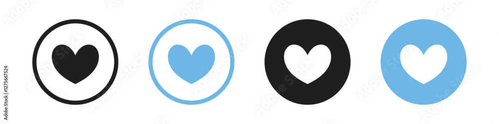 Vector Heart With Circle Icon Set Vector Heart With Circle Icon Set
