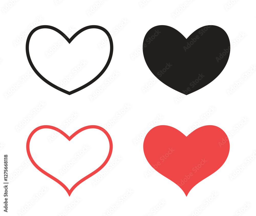 Vector Heart Icon Set. Heart Symbols Vector Heart Icon Set. Heart Symbols