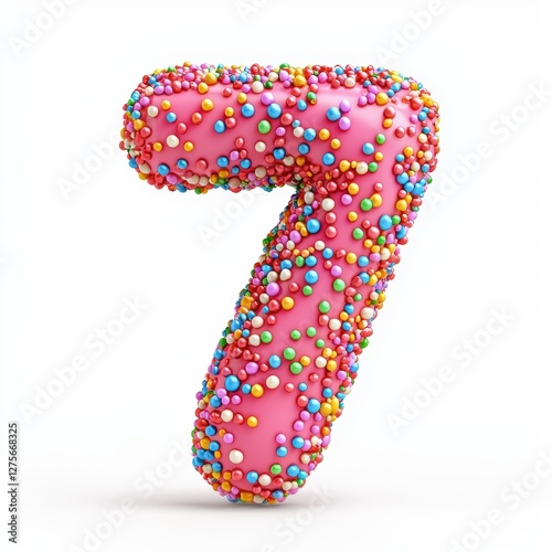 Wallpaper Mural Number 7 made of glossy bubblegum with colorful sprinkles isolated on a clean white background Torontodigital.ca