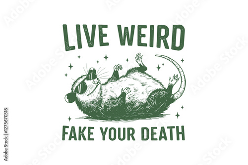 Live weird fake your Death, Funny Sarcastic Animal Typography T Shirt Design