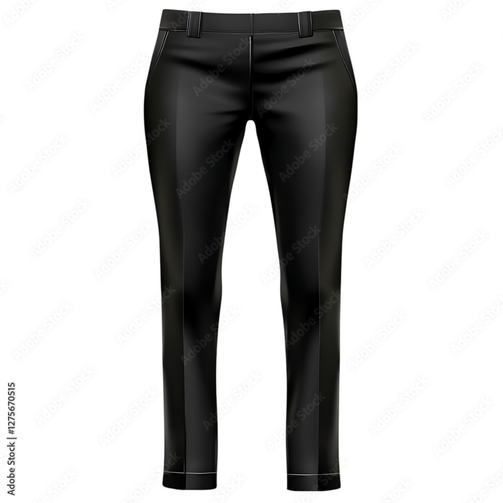 Women's Black Straight-Leg Trousers isolated on transparent background Women's Black Straight-Leg Trousers isolated on transparent background