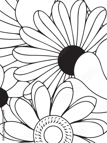 flower background  black and white pattern design for adults