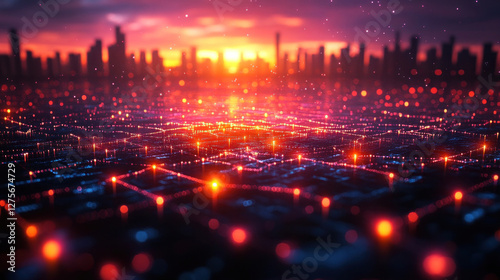 Network visualization depicting glowing connections linking continents and key data hubs
