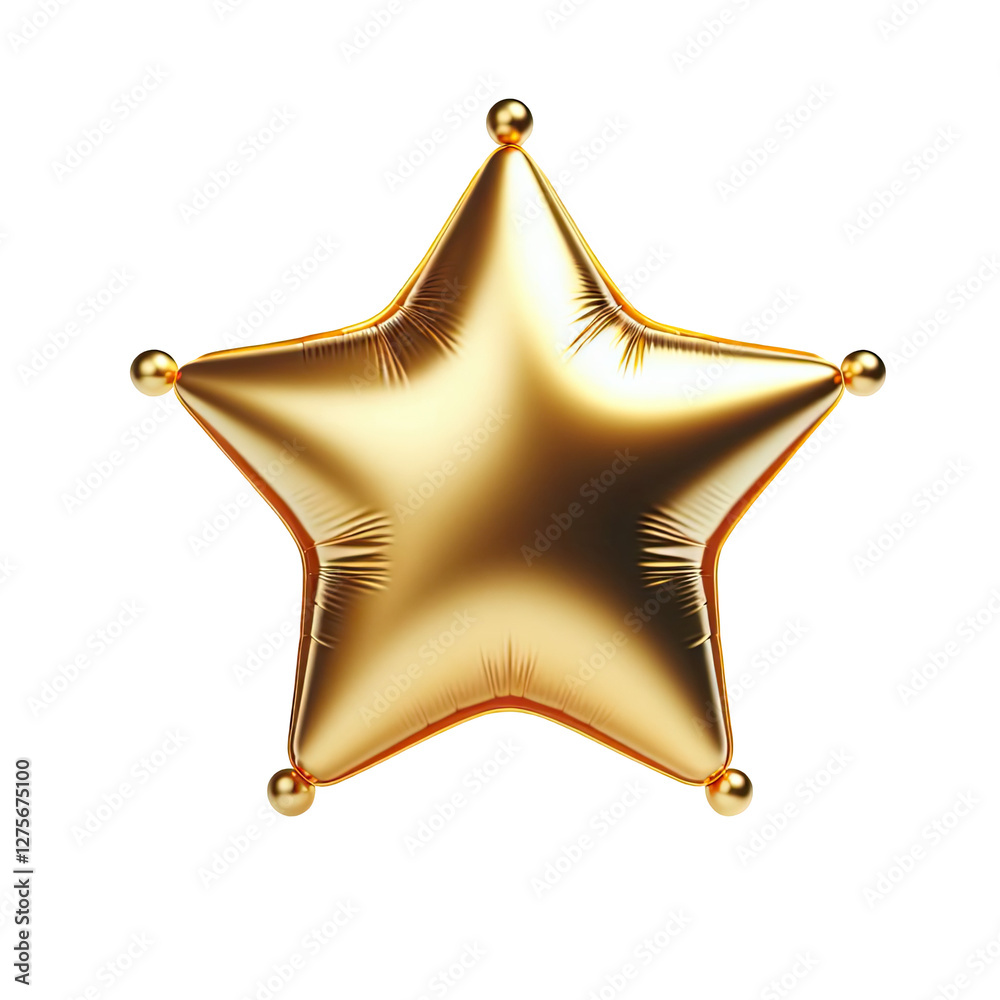 Gold star balloon on transparent background PNG