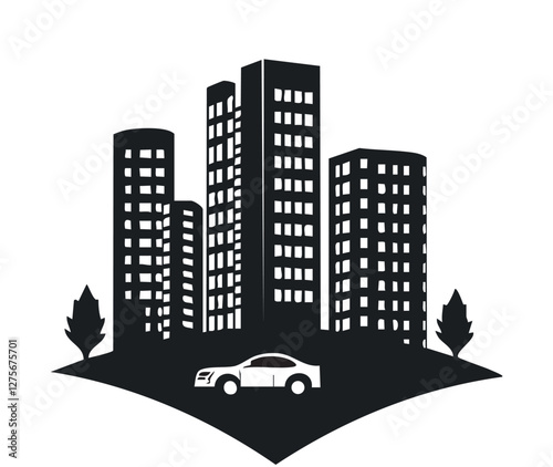 Car parking linear icon. Building logo