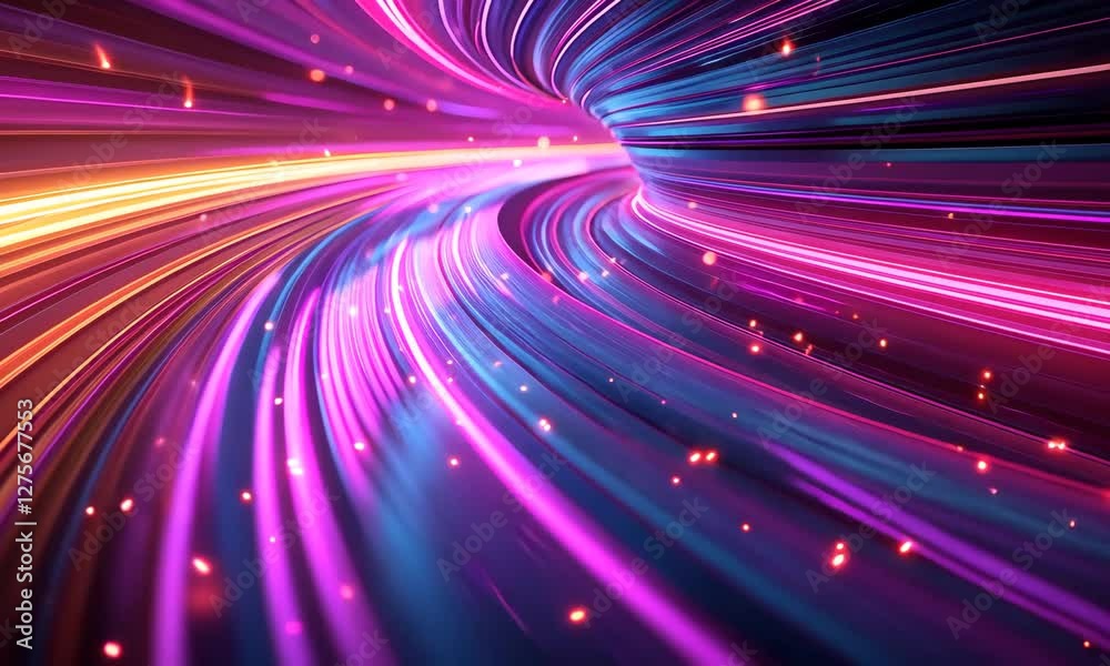 Colorful Light Trails Tunnel Animation