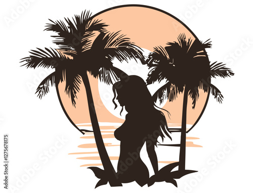 silhouette of a woman on the beach