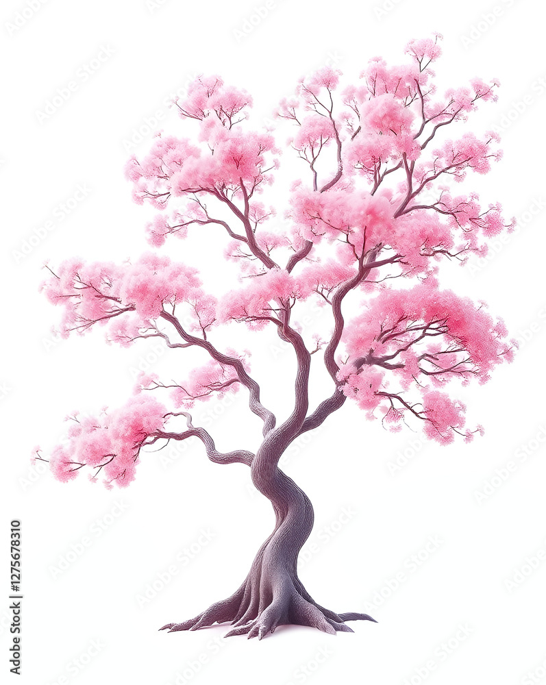 Fototapeta premium Pink cherry blossom painting