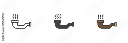 Smoking pipe different style icon set