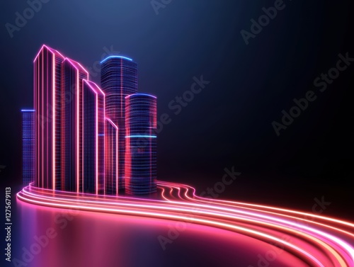 AI-powered corporate headquarters, glowing holographic data streams, fully autonomous smart business ecosystem