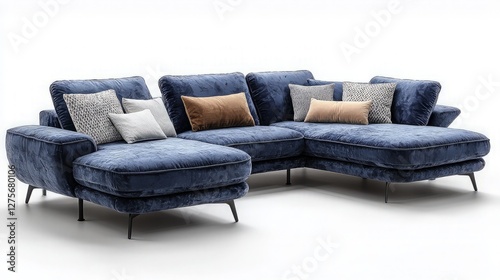 Modern sectional sofa, plush velvet, neutral color scheme, studio shot, furniture design, interior concept, home decor photo