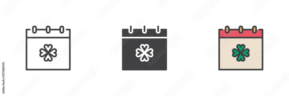 St. Patrick's Day calendar different style icon set St. Patrick's Day calendar different style icon set
