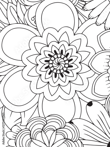 flower background  black and white pattern design for adults