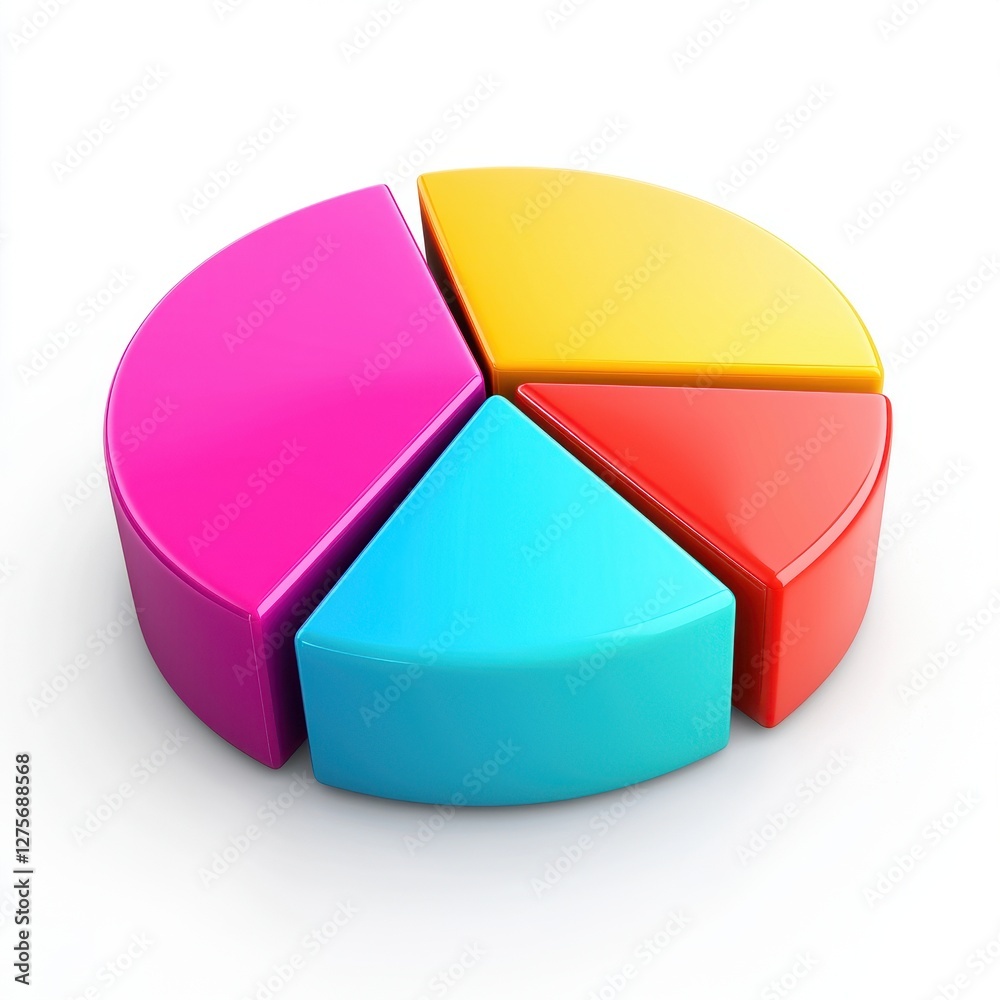 Vibrant 3D Floating Pie Chart with High Contrast Colors Vibrant 3D Floating Pie Chart with High Contrast Colors