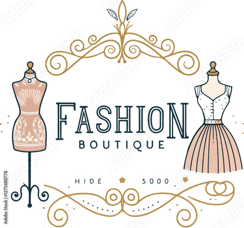 Vintage inspired fashion boutique logo design. Generative AI.