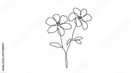Jasmine flowers Animation elegance continuous single line drawing motion. 