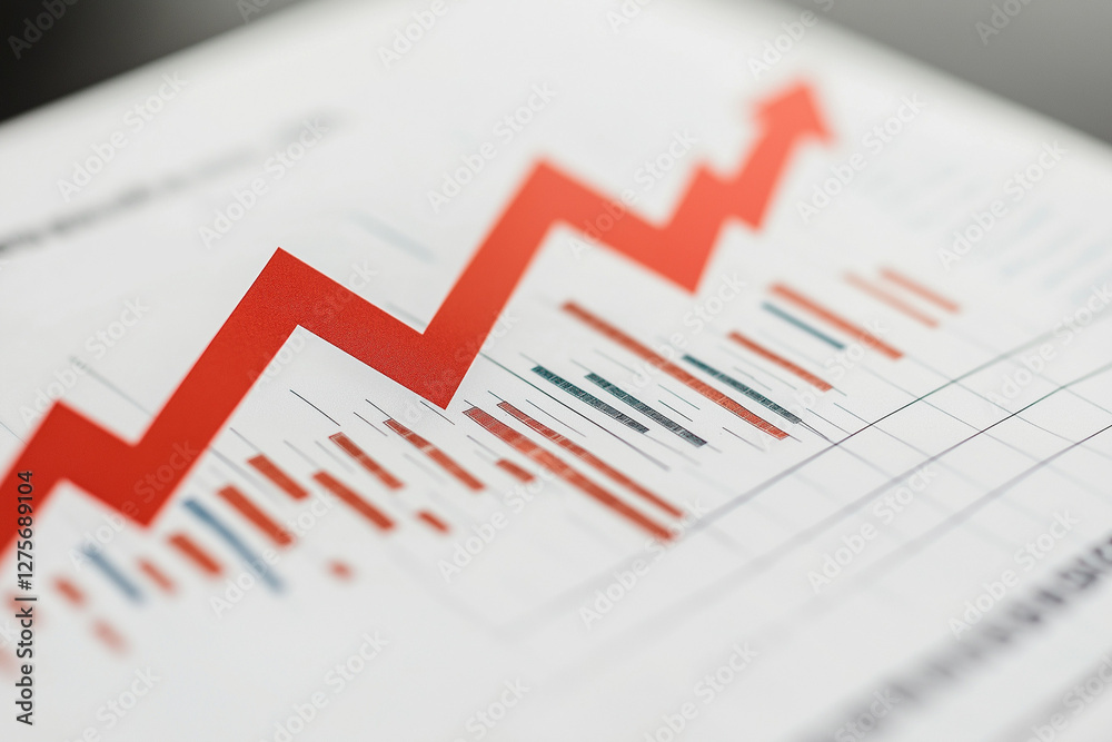 A financial graph with a upward arrow showing growth A financial graph with a upward arrow showing growth