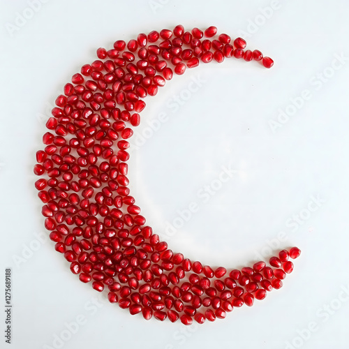 Ramdan Hilal crescent moon shaped pomegranate seeds. photo