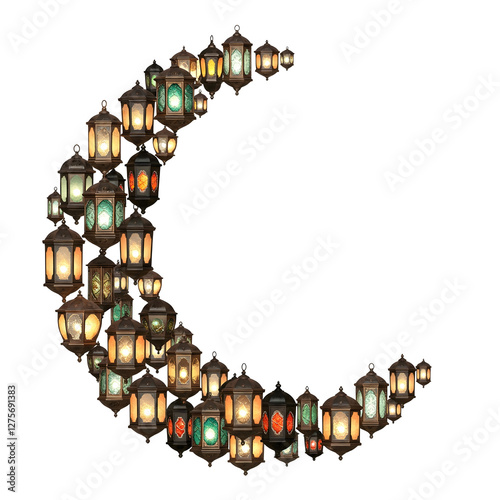Ramdan Hilal crescent moon shaped lanterns.
