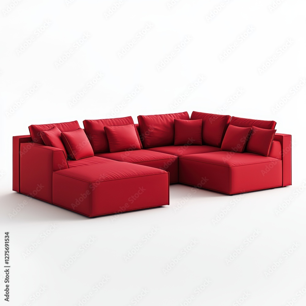 Bold red corner sectional with dynamic contemporary design isolated on white Bold red corner sectional with dynamic contemporary design isolated on white