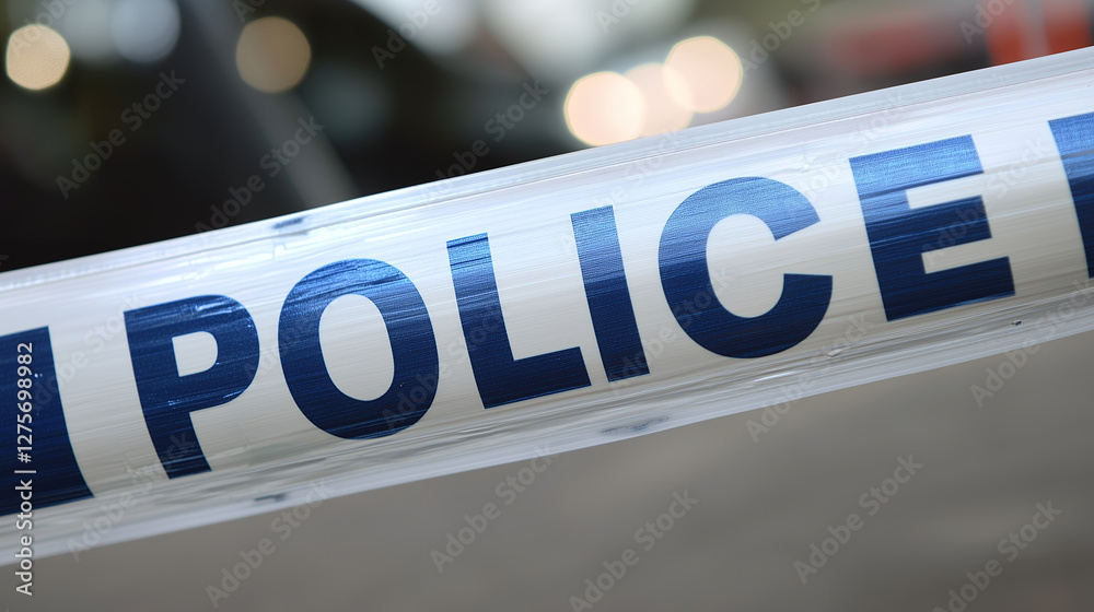 Obraz premium Police tape with the word