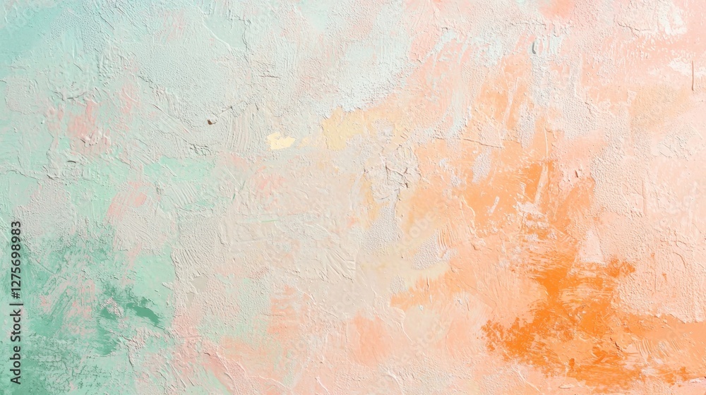 Obraz premium Abstract Pastel Textured Canvas: A Serene Blend of Peach, Mint, and White Hues