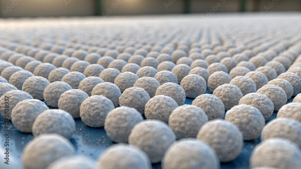 Obraz premium Countless spherical objects arranged in grid pattern, creating sense of depth and abundance