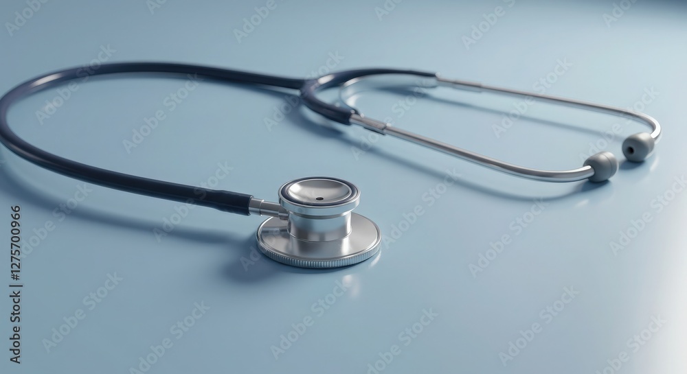 Stethoscope on Light Blue Surface Medical Tool for Healthcare Providers Stethoscope on Light Blue Surface Medical Tool for Healthcare Providers