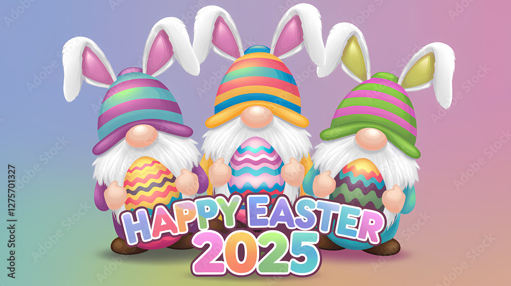 Obraz premium Happy Easter 2025 Gnomes