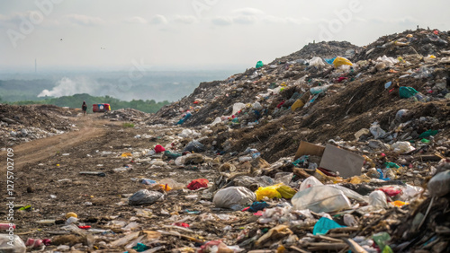 Wallpaper Mural landfill site filled with waste and pollution, showcasing environmental issues Torontodigital.ca