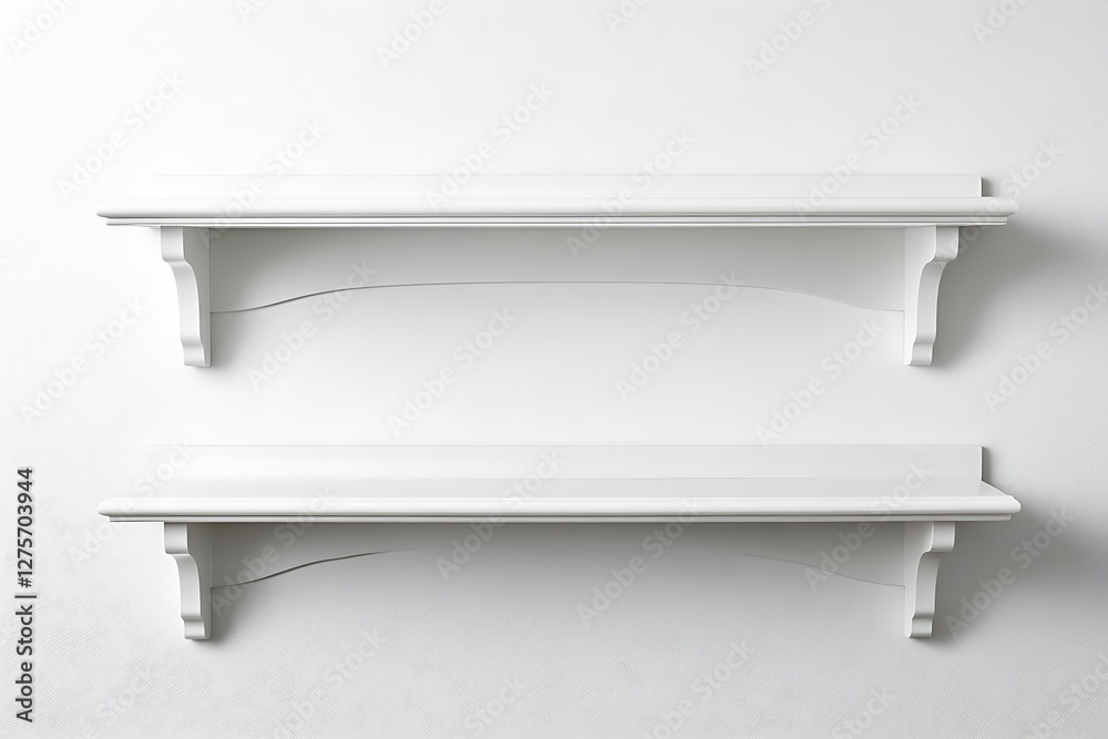 White shelves, wall, empty, display, home decor White shelves, wall, empty, display, home decor