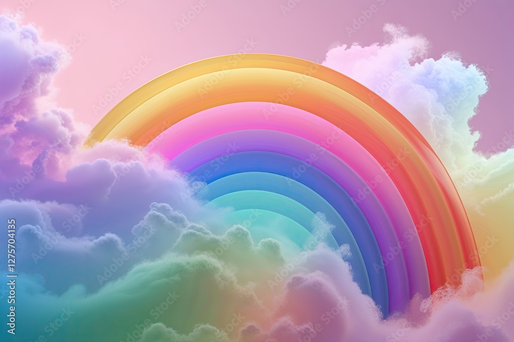 Trendy Dreamy Background with Elegant Minimalist Fabrication in Delicate Rainbow Gradient Trendy Dreamy Background with Elegant Minimalist Fabrication in Delicate Rainbow Gradient