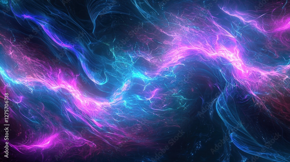 Obraz premium Cosmic Nebula: A Symphony of Pink and Blue Celestial Energy