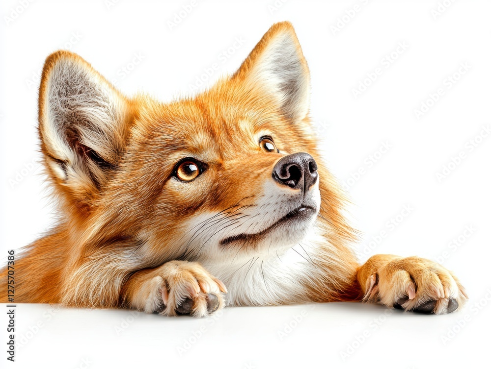 Obraz premium Curious fox gazing intently at viewer studio environment animal portrait close-up wildlife concept