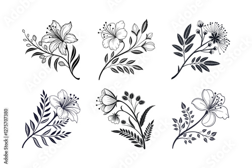 Mimosa (Mimosa pudica) silhouette vector illustration