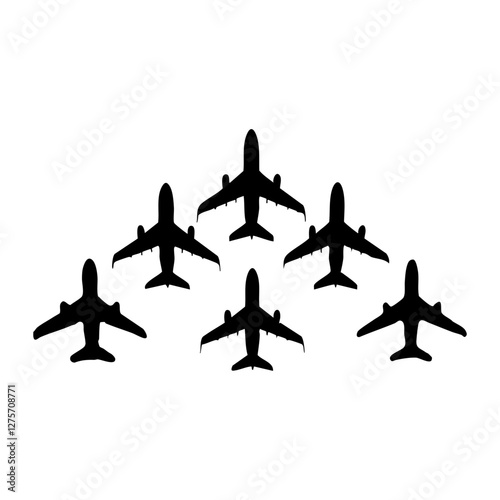Airplane Silhouettes in V Formation – Aviation Vector Set