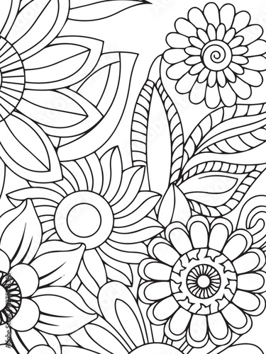 adults and kids flower coloring pages for black and white