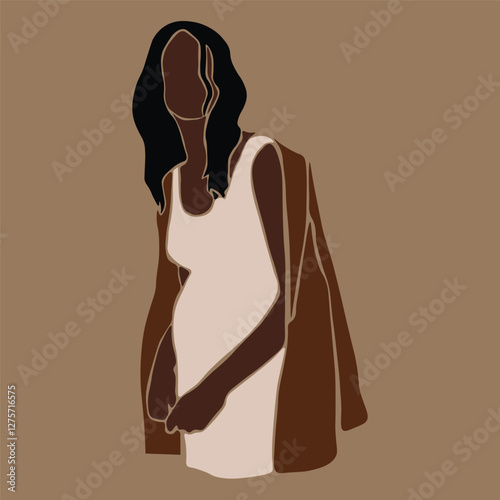 Wallpaper Mural Pregnant woman in long brown coat Torontodigital.ca