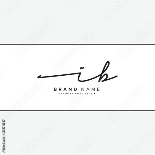 Handwritten Signature logo for Initial Letter IB - Vector Logo Template for Alphabet I and B