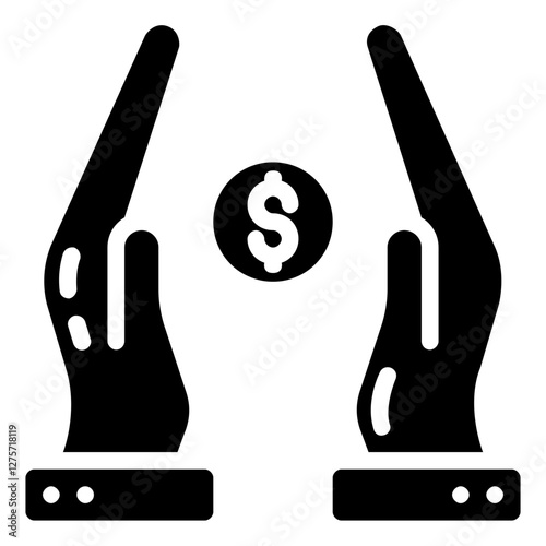 money saving vector glyph icon
