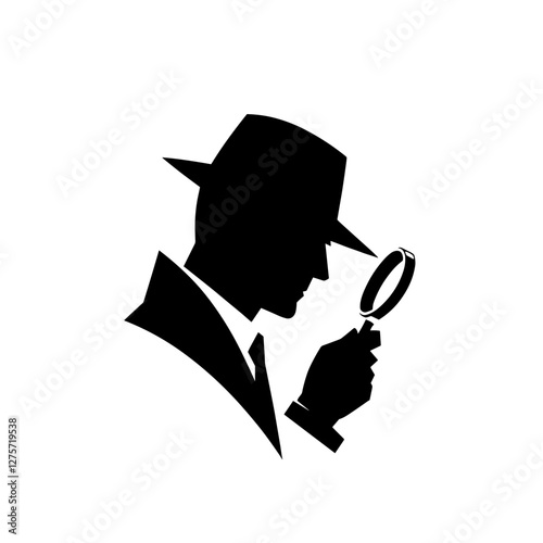 Detective with magnifying glass classic silhouette