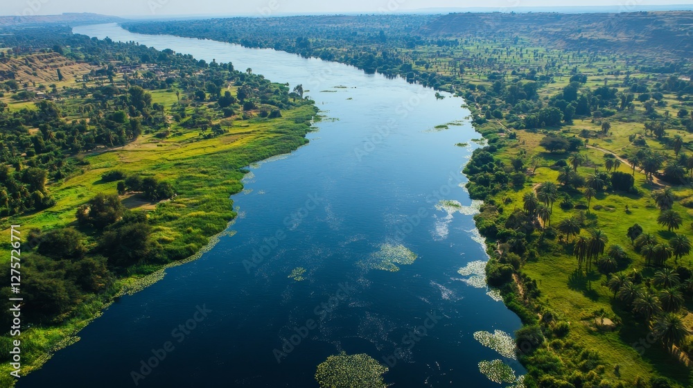 Breathtaking Aerial View of a Majestic River Winding Through Lush Landscapes Breathtaking Aerial View of a Majestic River Winding Through Lush Landscapes